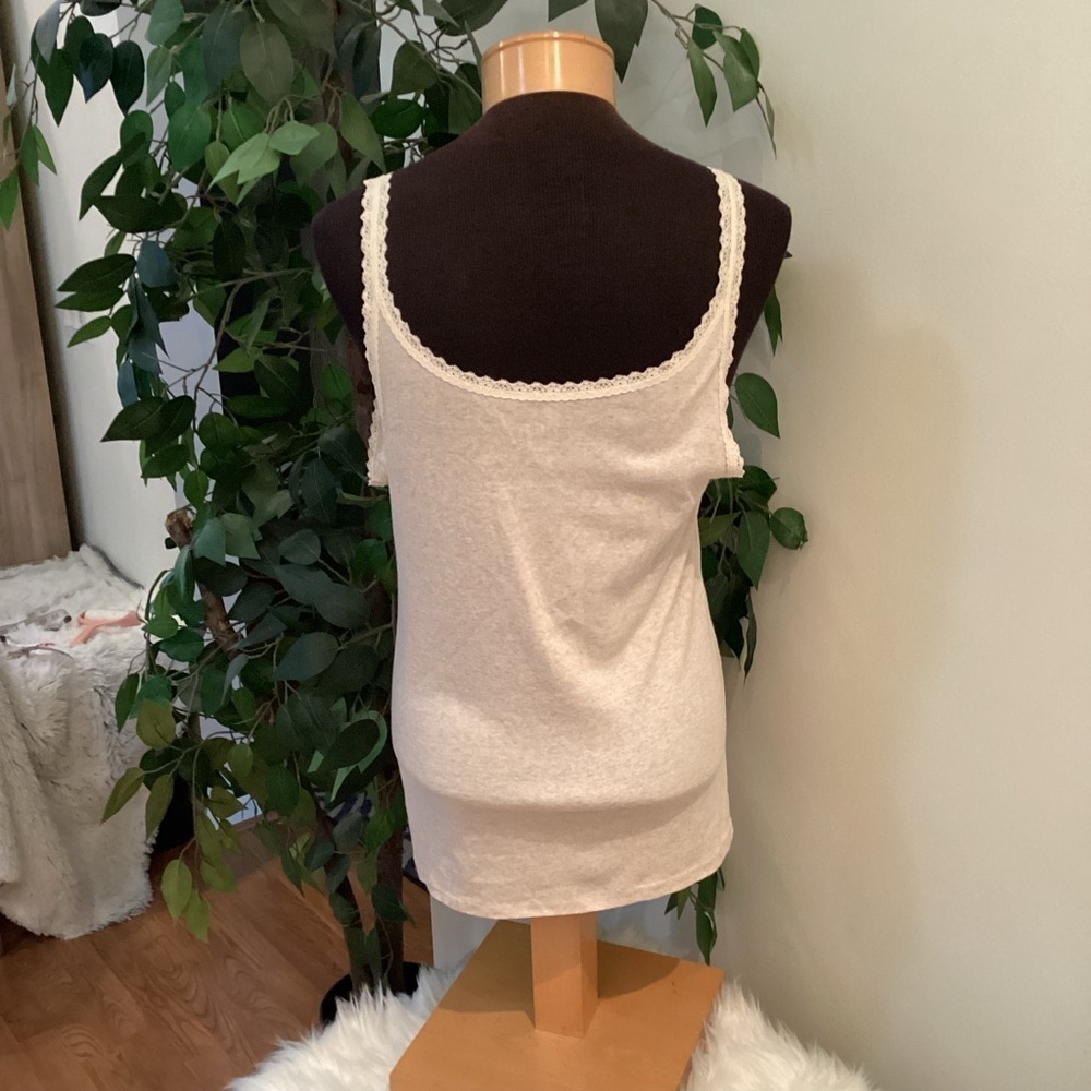 Mossimo camisole tank top Woman’s size XXL cream marled with tan v neck - Picture 4 of 12